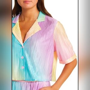 NWT Dressed In Lala Short Sleeve Rainbow Top